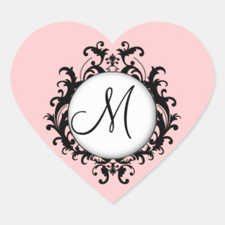 Chic Mariage initial Damas Étiquette rose Coeur