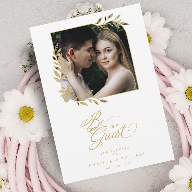 Chic Mariage Luxe Branches Dorées Cadre Photo (Créateur téléchargé)