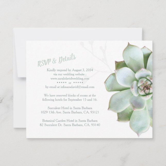 Chic Mariage Succulent RSVP & Hébergements (Devant)