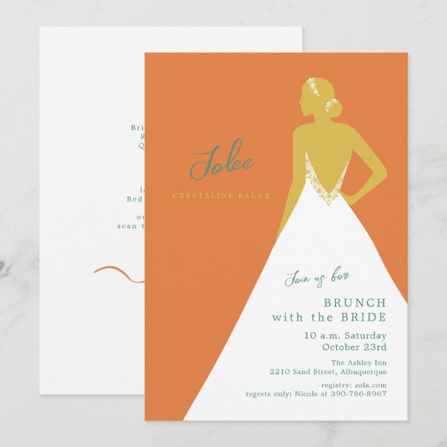 Chic Mariée Silhouette Citron Invitation Brunch de (Devant / Derrière)