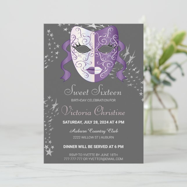 Chic Masquerade Carnaval Annival Invitation (Debout devant)