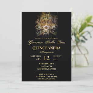Chic Masquerade Quinceañera Party Invitation