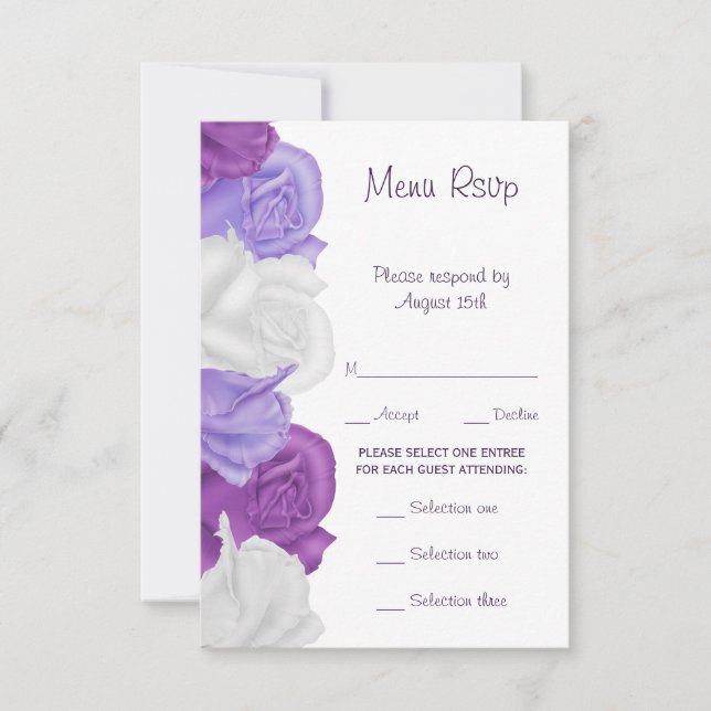 Chic Menu de Mariage avec Roses Héritières RSVP (Devant)