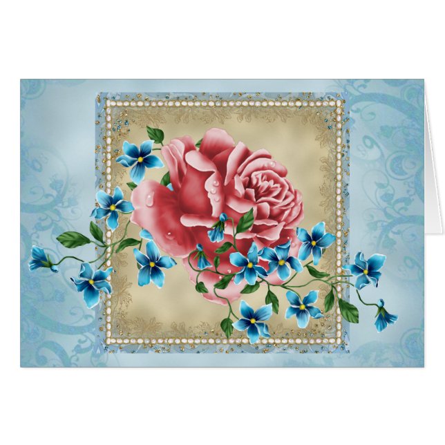 Chic minable de rose de rose toute la carte de (Devant horizontal)
