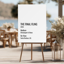 Chic Minimal Bachelorette Art Gallery Welcome Sign