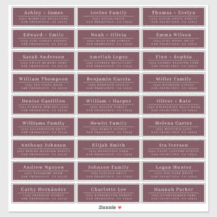 Chic Minimal Bourgogne Mariage Étiquettes de adres