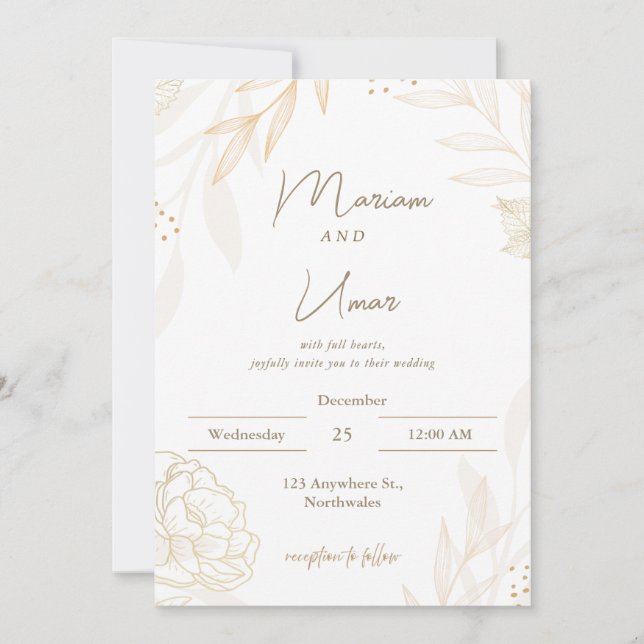 Chic Minimal Wedding Invitation – Editable Templat (Devant)