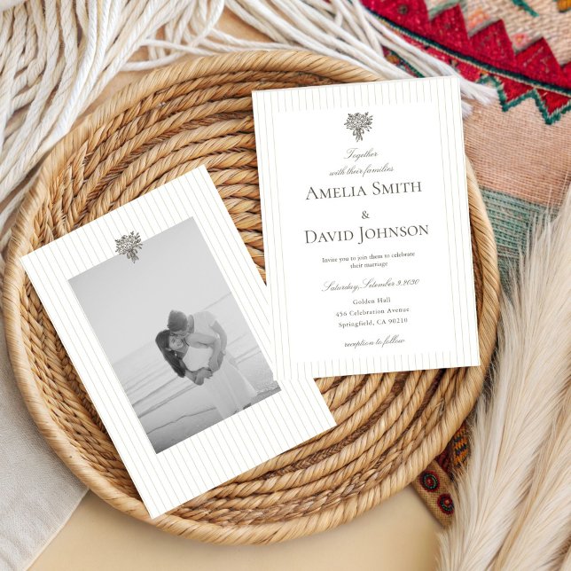 Chic Minimalist Stripe Green Wedding Invitation  (Créateur téléchargé)