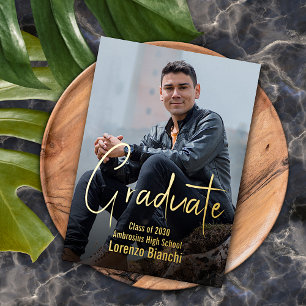 Chic Minimaliste Gold Foil Faire-part de graduatio