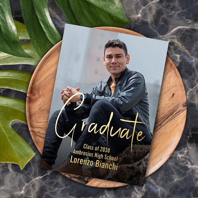 Chic Minimaliste Gold Foil Faire-part de graduatio (Créateur téléchargé)