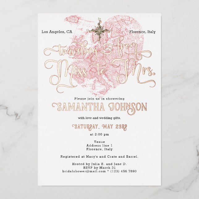 Chic Miss to Mrs ♥ Cartes de Coeur Fête des mariée (Recto)