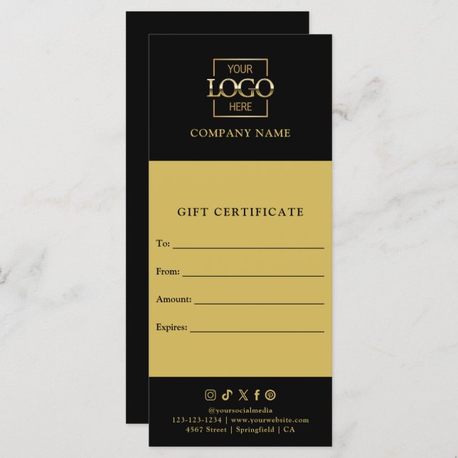 Chic Modern Business Certificat cadeau avec logo (Devant / Derrière)