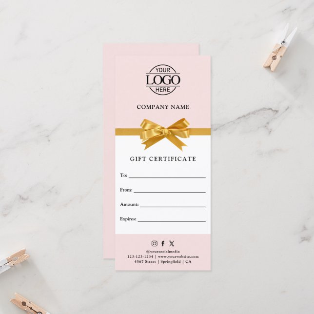 Chic Modern Business Gift Certificate with Logo (Devant/Arrière en situation)