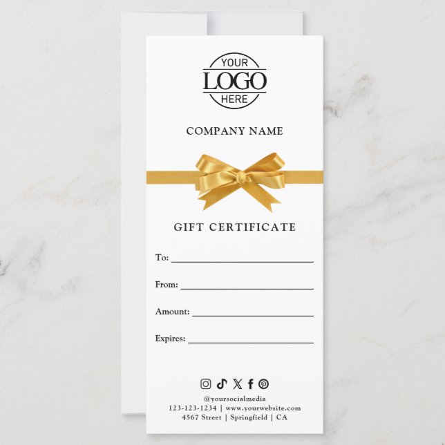 Chic Modern Business Gift Certificate with Logo (Devant)