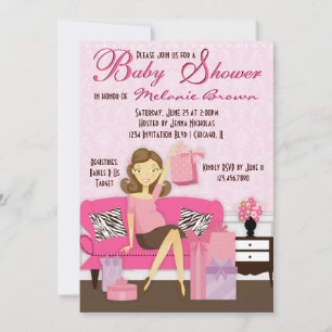 Chic Modern Mom with Gifts Baby shower Invitation
