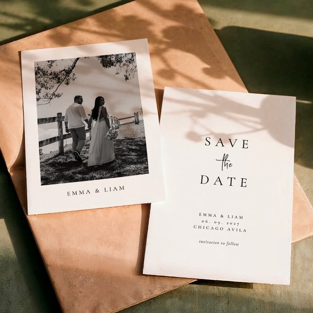 Chic Modern Photo Wedding Save The Date Card (Créateur téléchargé)