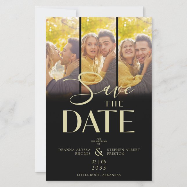 Chic Moderne 3 Mariage Photos Collage pas cher (Devant)