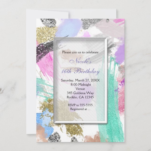 Chic moderne coloré beauté fêtes Invitations (Devant)