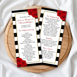 Chic Moderne Luxe Red Roses Programme de mariage