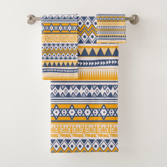 Chic moderne Motif tribal safran bleu marine (En situation)