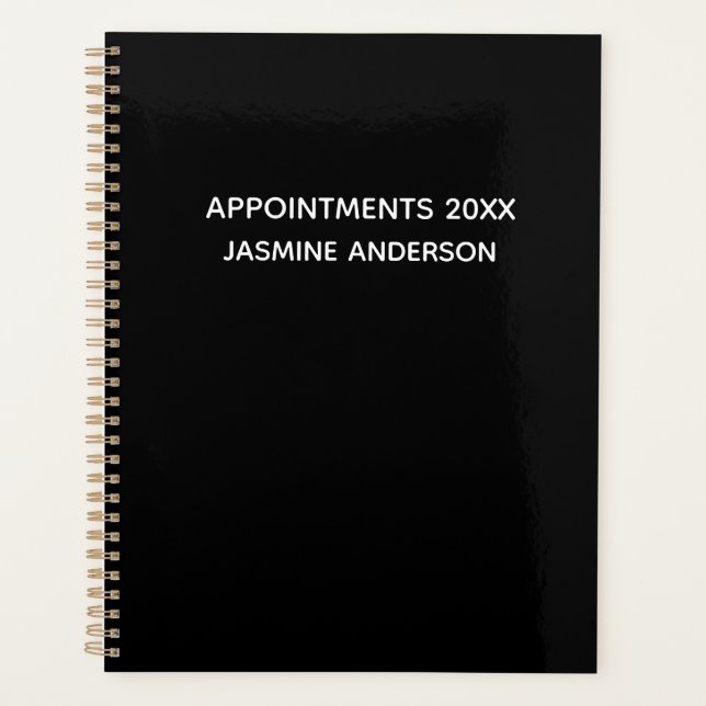 Chic moderne noir blanc 2024 hebdomadaire mensuel (Devant)