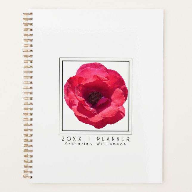 Chic Moderne Nom Fleur Rose Rouge 2026 (Devant)
