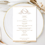 Chic Monogram Beige Cream Watercolor Mariage Menu<br><div class="desc">Bienvenue à votre table avec ce menu mariage monogrammé élégant, avec un charmant monogramme feuilleté dessiné à la main avec initiales de couple, et des rayures d'aquarelle crème beige. Retour avec une belle aquarelle laver dans une variété de tons beige, crème, ivoire et taupe. Une partie de notre collection "Mariage...</div>