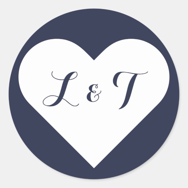 Chic Monogram Heart Navy Stickers (Devant)