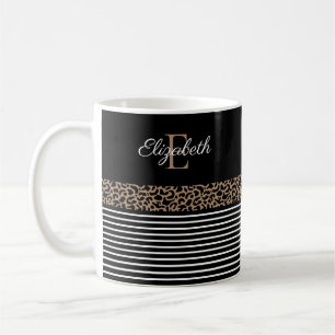 Chic monogramme Empreinte de léopard Mug