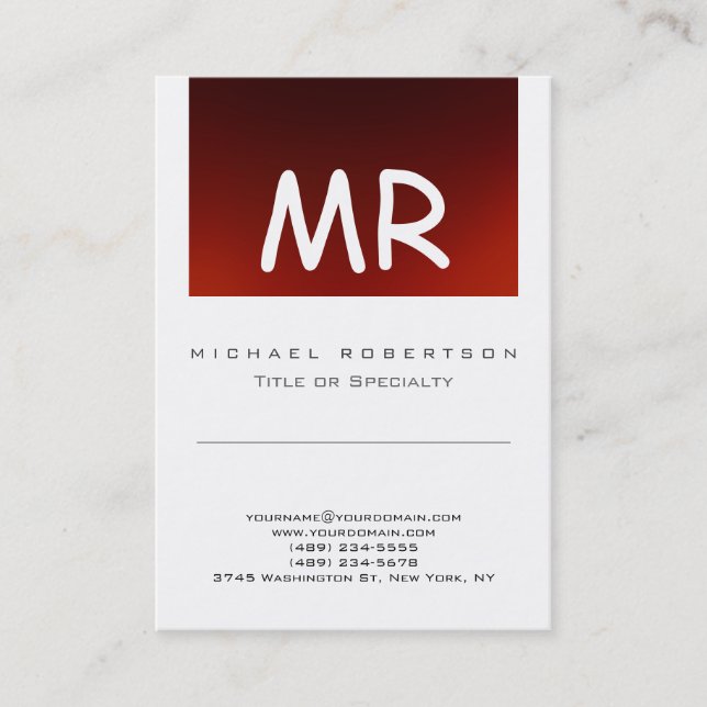 Chic Monogramme Rouge blanc mignon Carte de visite (Devant)