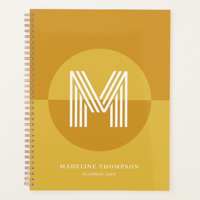 Chic moutarde jaune géométrique Monogramme moderne (Devant)