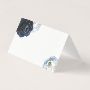 Chic Navy Blue Peony Mariage Table Carte Place