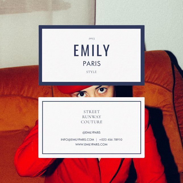 Chic Navy Fashion Stylist Influencer Carte de visi (Créateur téléchargé)