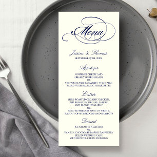 Chic Navy & Ivory Mariage Menu Modèle