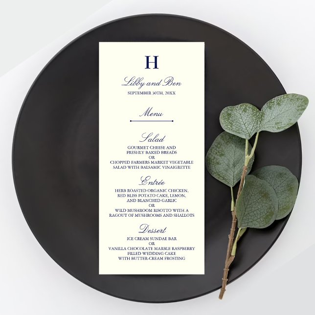 Chic Navy & Ivory Mariage Menu Modèle (Créateur téléchargé)