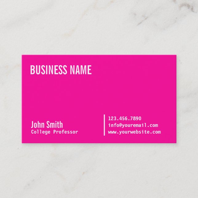 Chic Neon Pink Professeur Carte de visite (Devant)