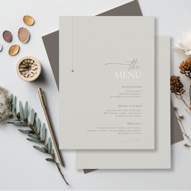 Chic Neutrals Menu Mariage Pastel Grey ID1020 (Créateur téléchargé)