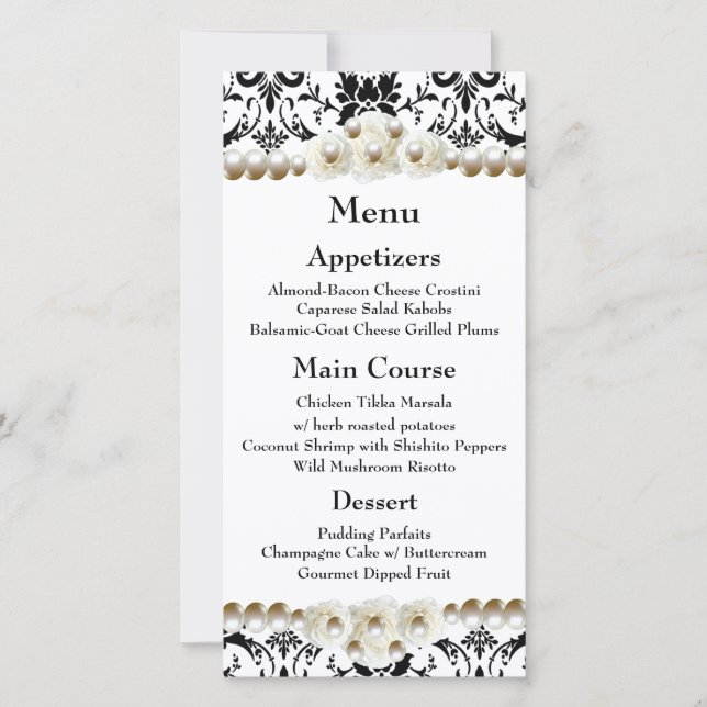 Chic noir & blanc Damask Mariage Pearl (Devant)