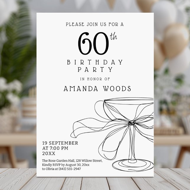 Chic noir et blanc 60ème anniversaire carte (Créateur téléchargé)