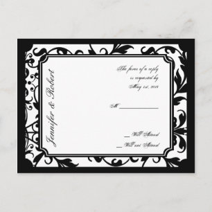 Chic noir et blanc Damask carte postale RSVP