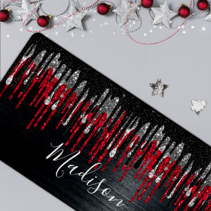 Chic noir et rouge argent parties scintillant gout