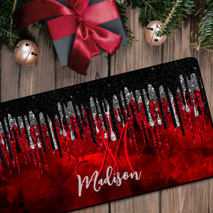 Chic noir rouge argent parties scintillant gouttes