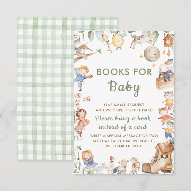 Chic Nursery Rhyme Green Apportez une carte de liv (Devant / Derrière)