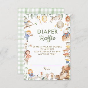 Chic Nursery Rhyme Greenery Diaper Carte Raffle