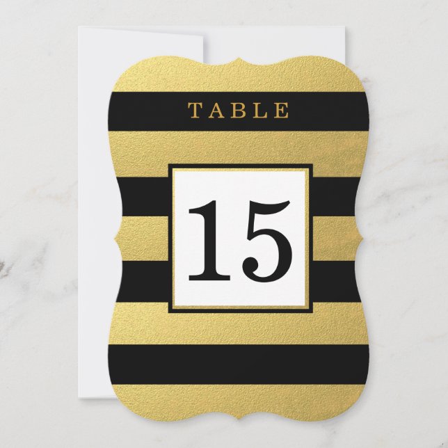 CHIC OR | CARTES DE NUMÉRO DE TABLE DE MARIAGE NOI (Devant)