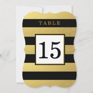 CHIC OR   CARTES DE NUMÉRO DE TABLE DE MARIAGE NOI