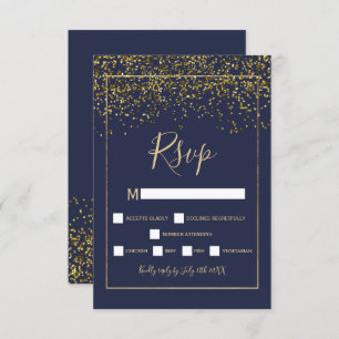 Chic or confetti marine bleu typographie rsvp