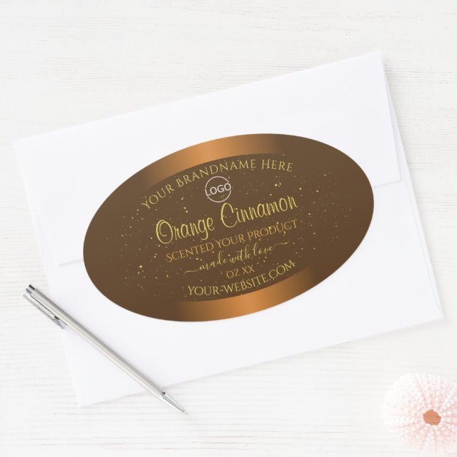 Chic Orange Brown Étiquette Gold Parties scintilla (Enveloppe)