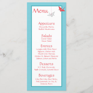 Chic Origami Birds Menu Mariage