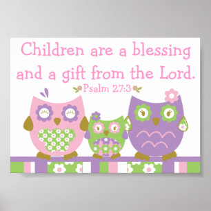 Chic Owls Christian Bible Verse Poster